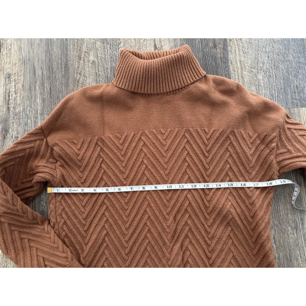 Truth Brown Chevron Pattern Turtleneck Sweater - image 4